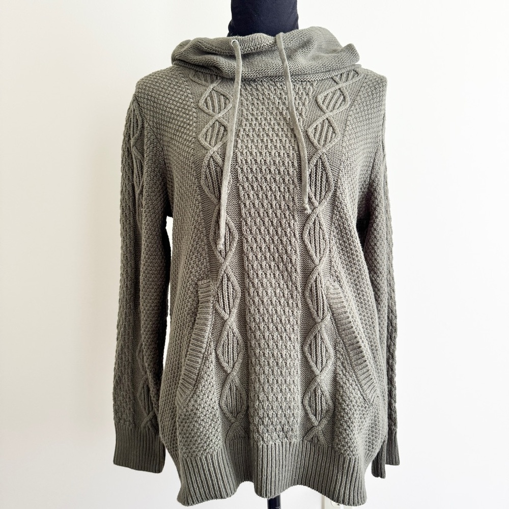 Preswick & Moore Cable Knit Sweater – Dark Olive Green – NWT Size petite xlarge - Picture 2 of 4